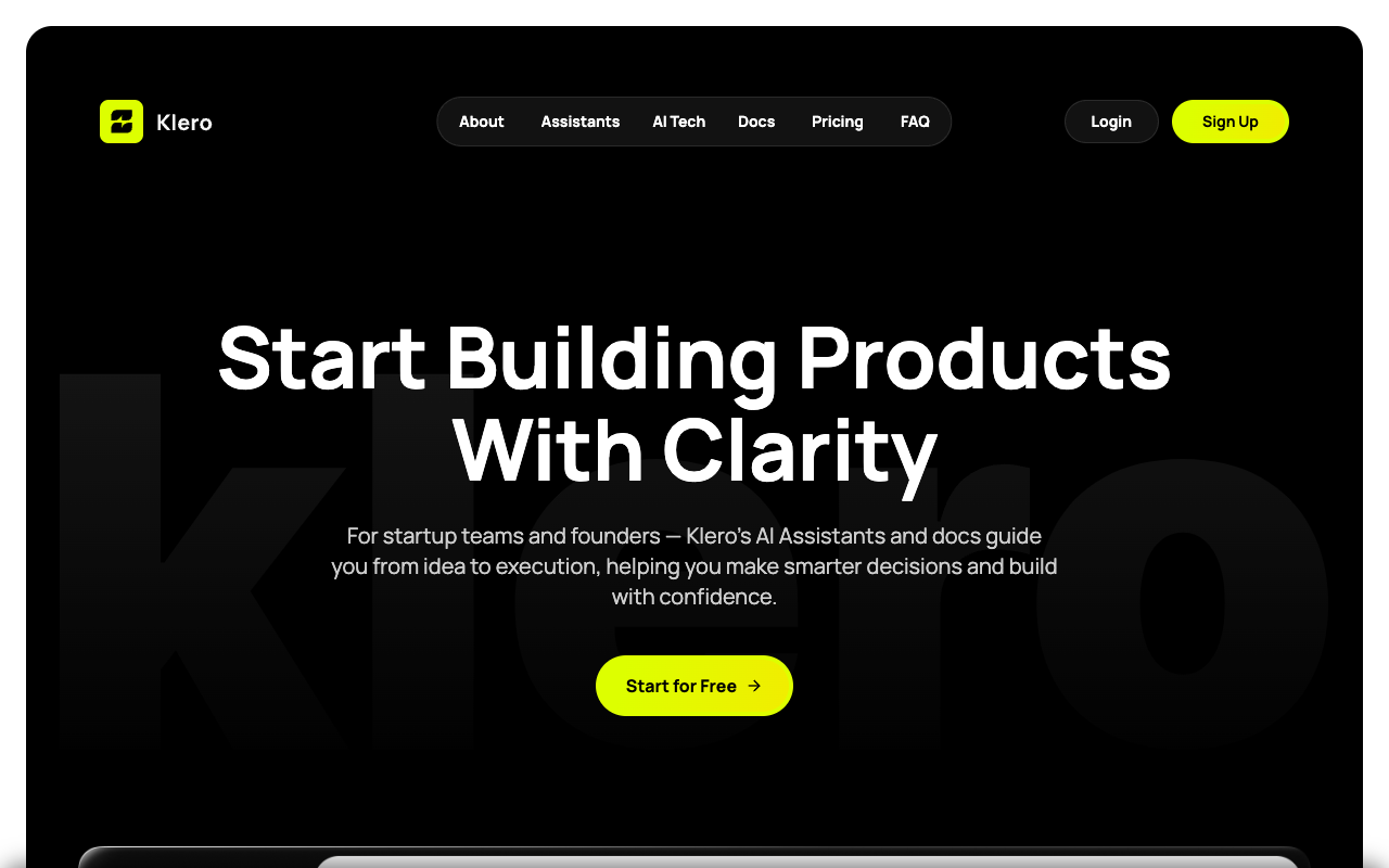 Klero.ai - AI Assistants and Docs to Help Startup Teams Build Smarter