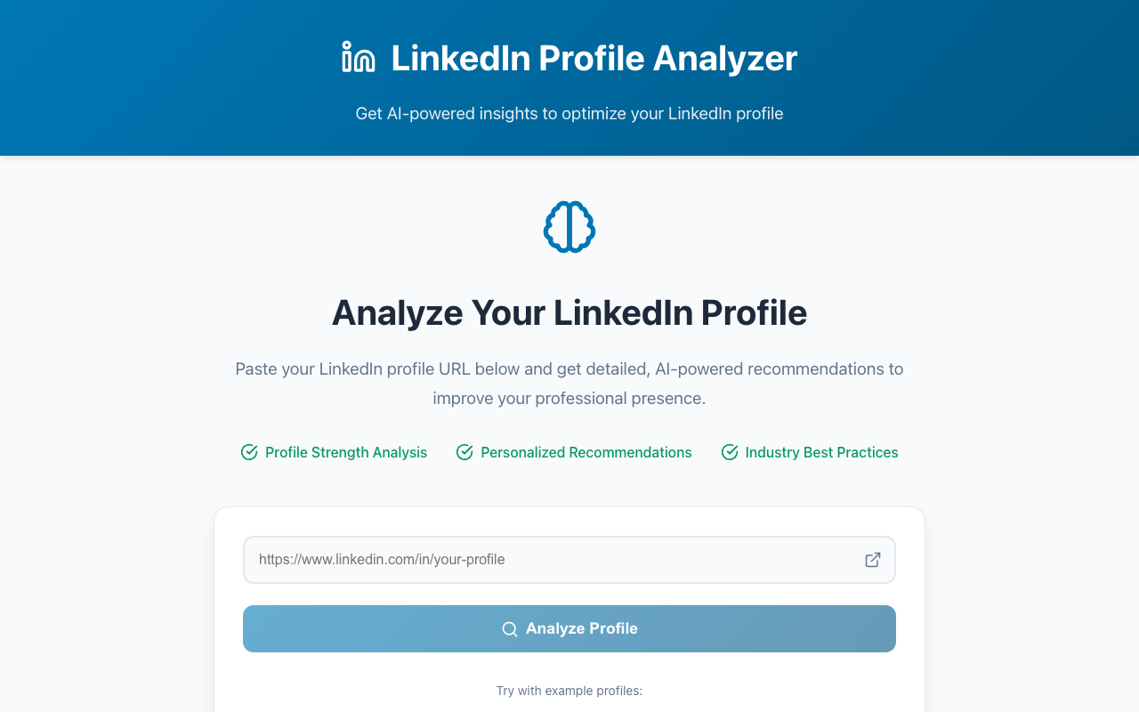 LinkedIn Profile Analyzer - Get AI-powered insights to optimize your LinkedIn profile