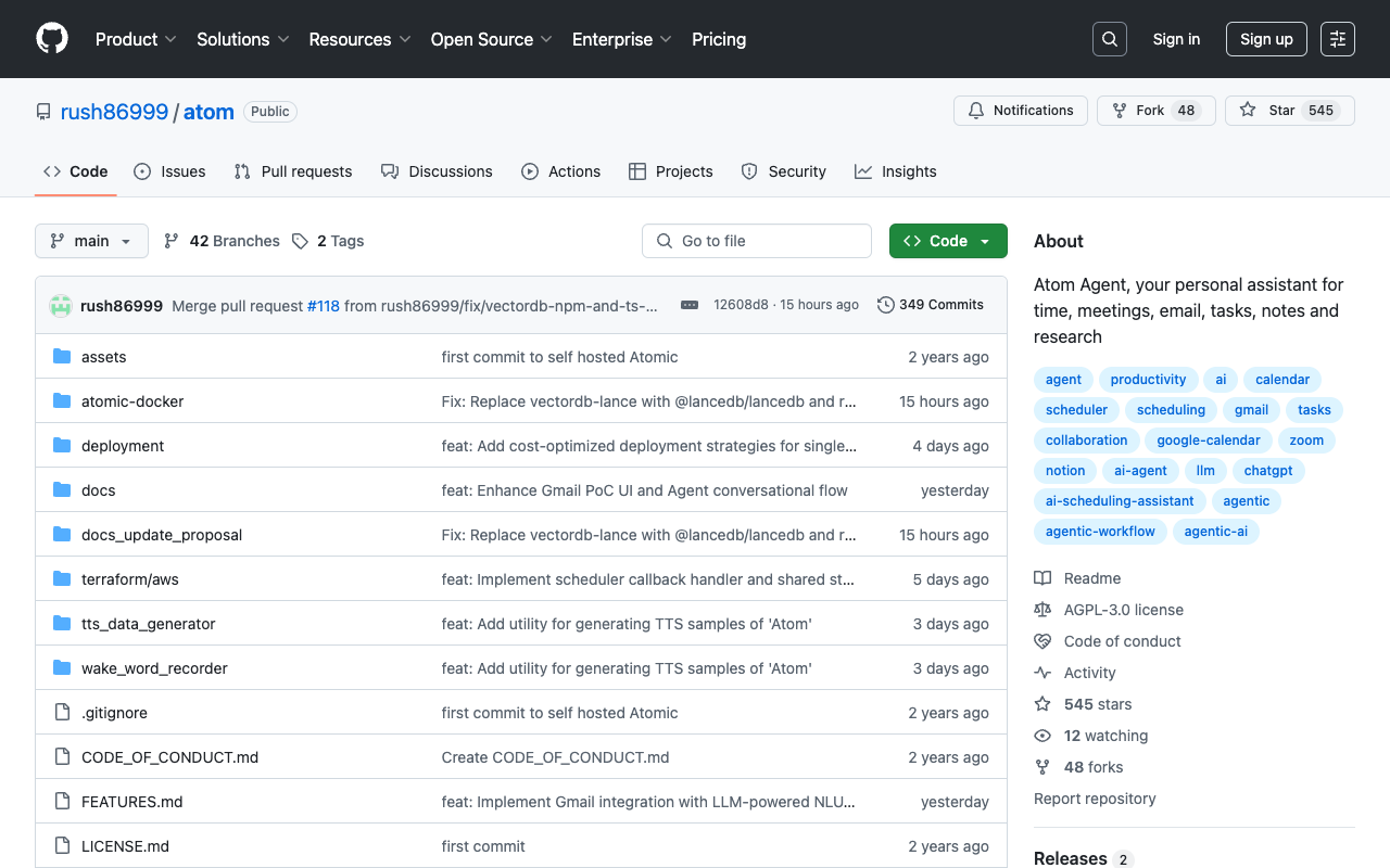 Atom - Your Open-Source AI Assistant for Enhanced Productivity