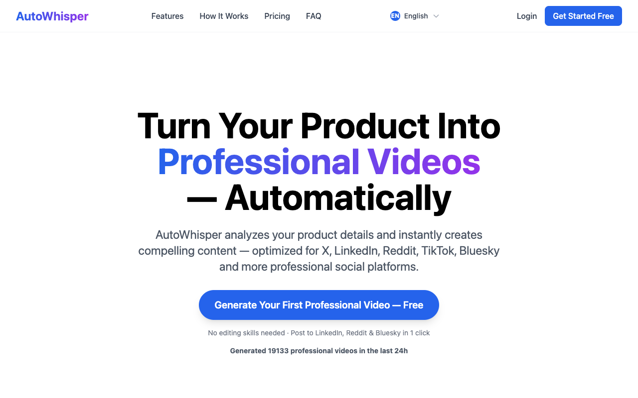 AutoWhisper - Automatically Create Professional Content for Your Products