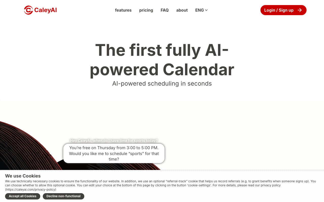 CaleyAI - The first fully AI-powered calendar that schedules meetings in seconds