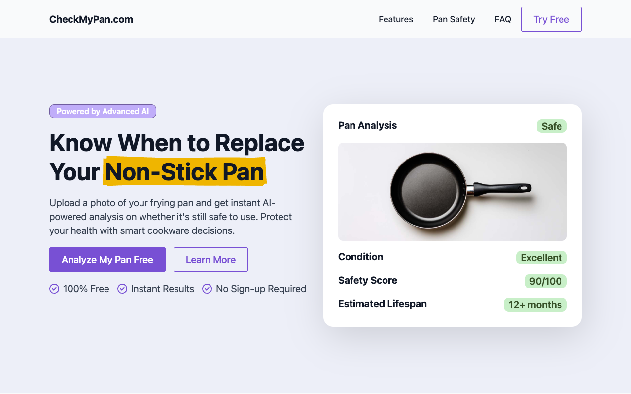 Check My Pan - An AI tool to assess the safety of your frying pan