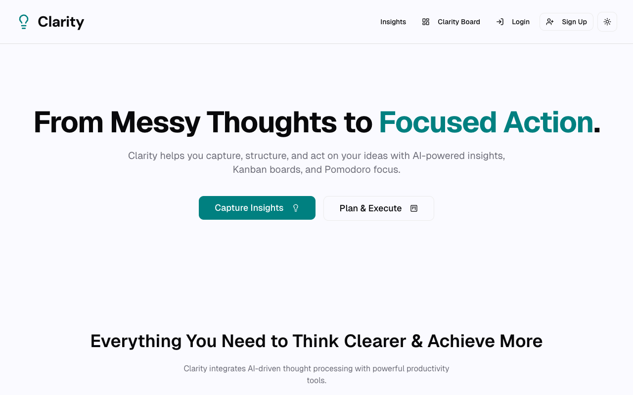 Clarity - Transform your scattered thoughts into structured insights with AI
