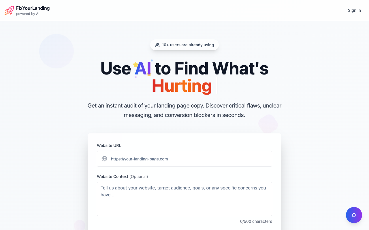 FixYourLanding - Use AI to Audit Your Website and Boost Conversions