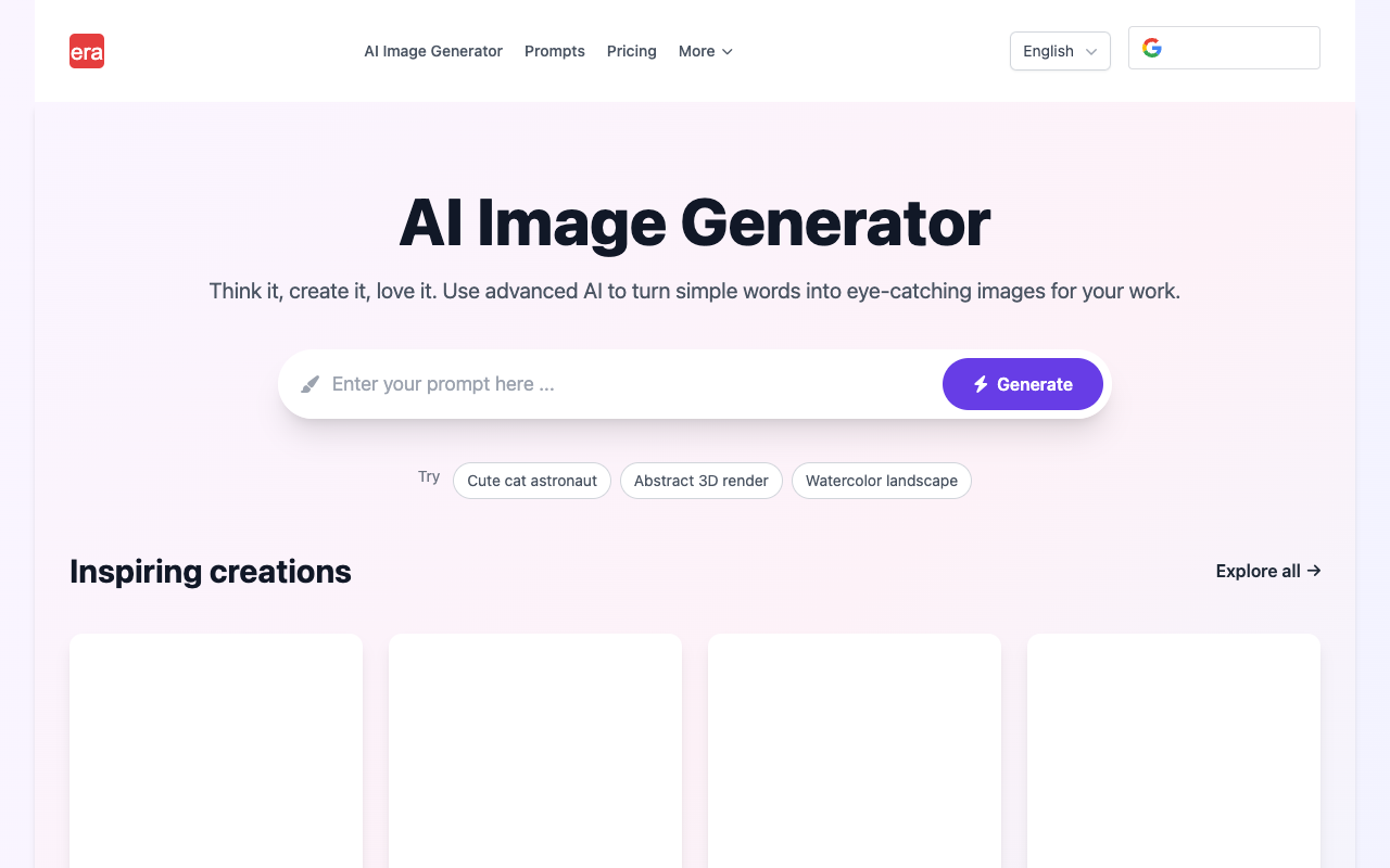 imageera - An AI image generator tool that transforms words into stunning visuals