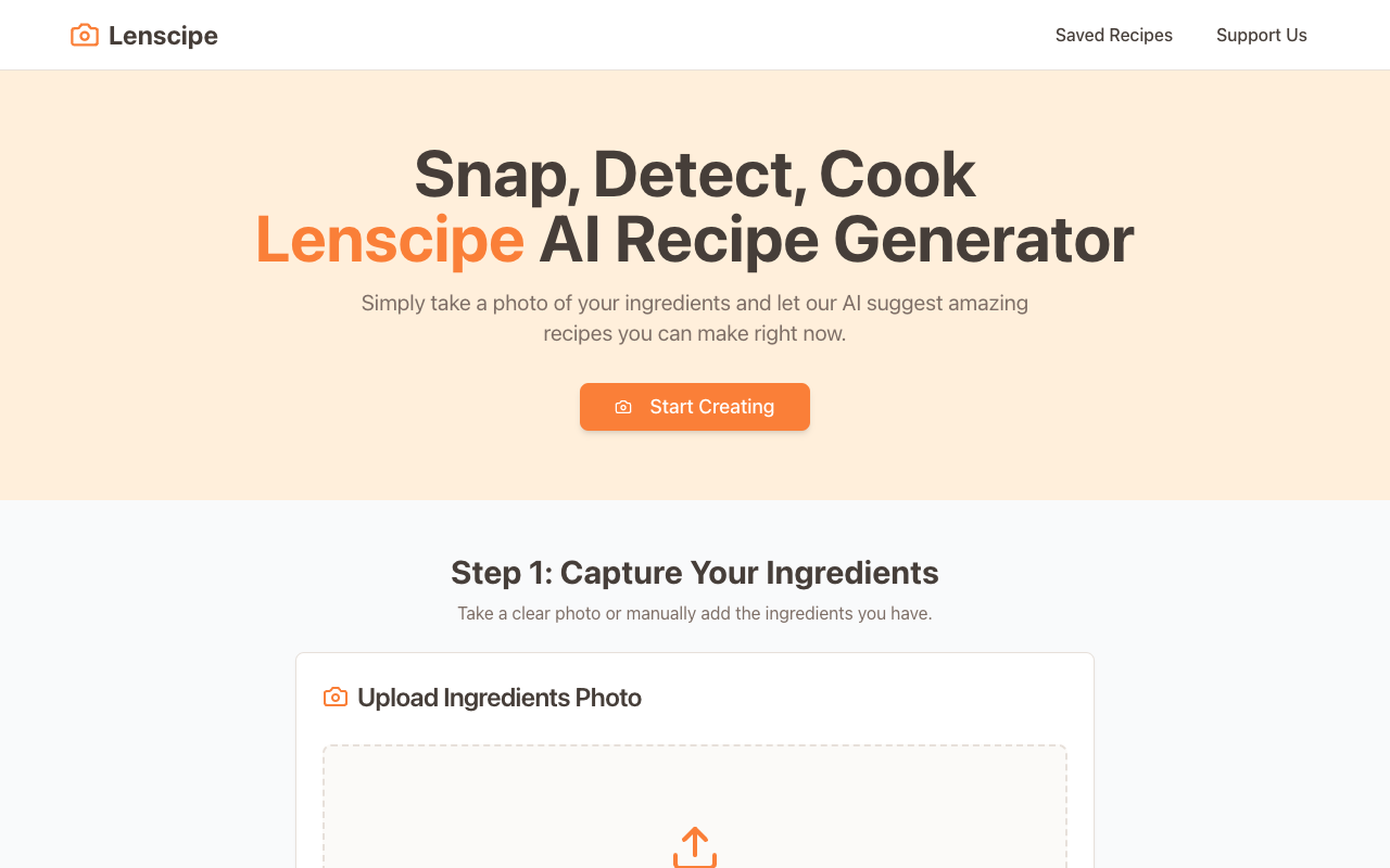 Lenscipe - An AI recipe generator that helps you discover meals from your ingredients