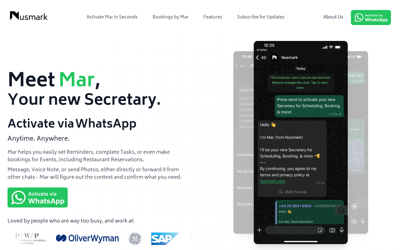 Mar - The first AI Secretary that helps you with bookings via WhatsApp