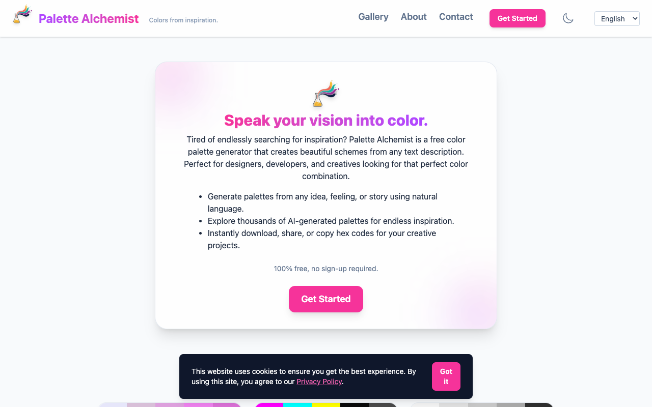 Palette Alchemist - An AI tool that generates unique color palettes using natural language