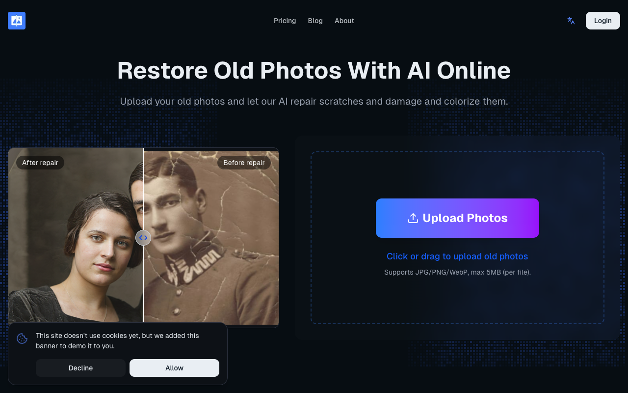 Restore Old Photos With AI Online - Effortlessly Restore and Enhance Your Old Memories