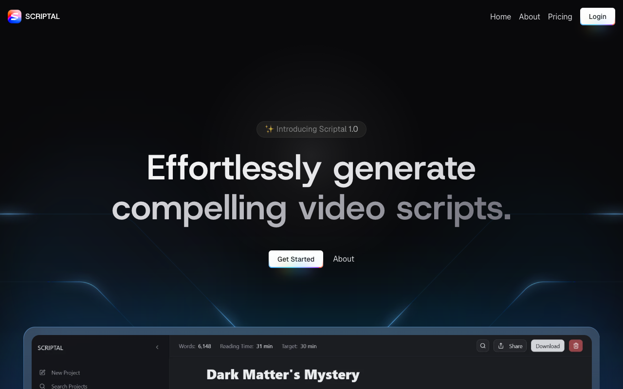 Scriptal - An AI-powered tool to create hours of content from a simple title in seconds