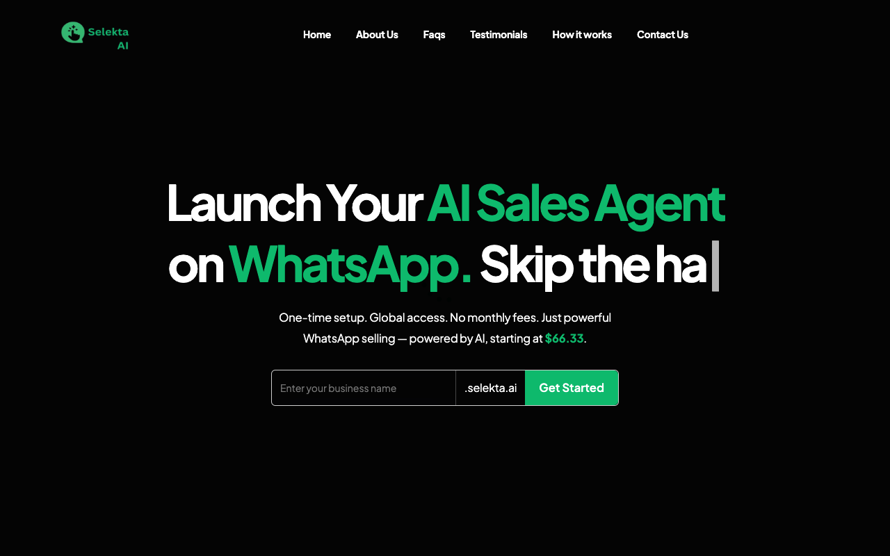 Selekta Ai - Launch Your AI Sales Agent on WhatsApp for Effortless Selling