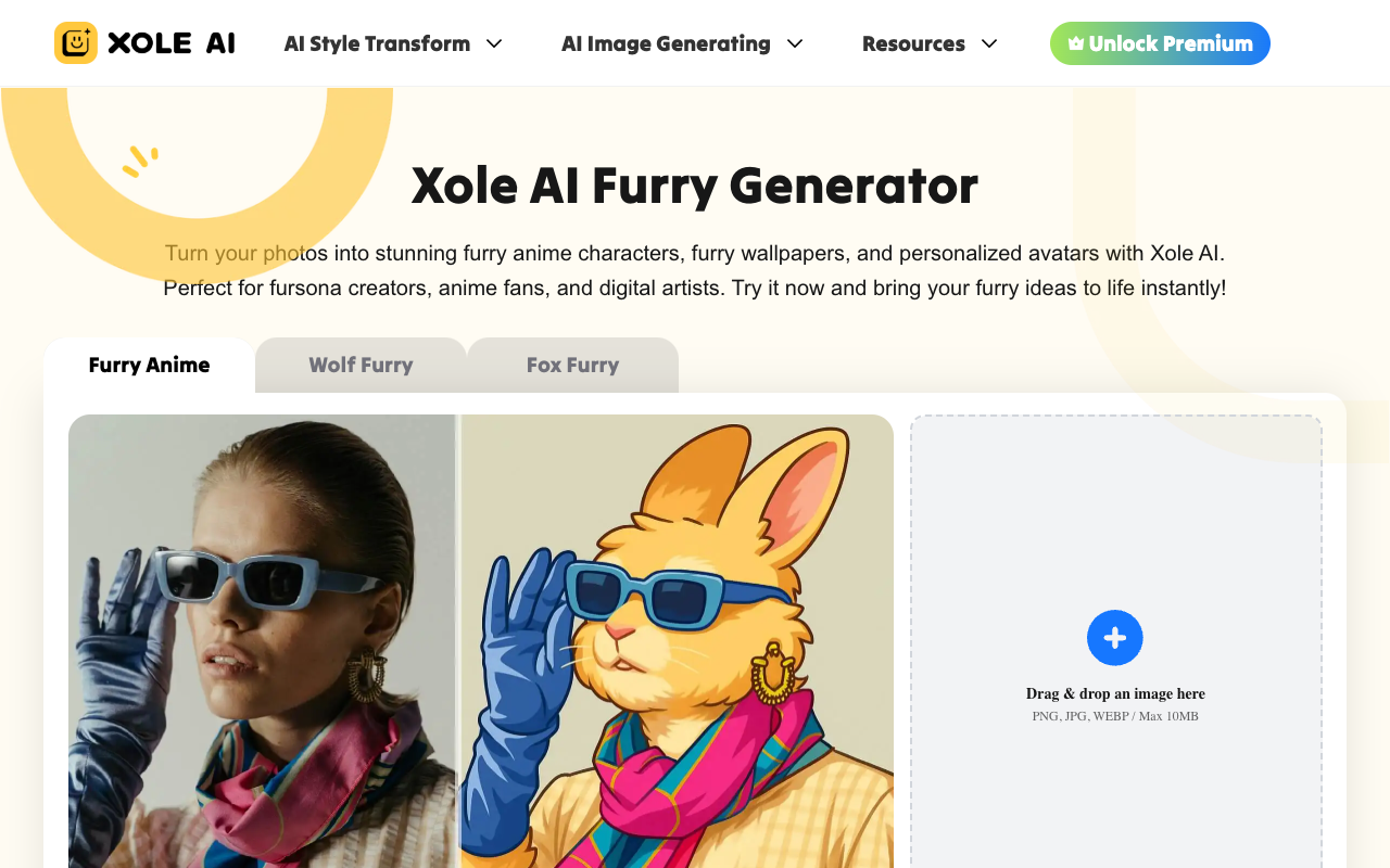 Xole AI Furry Generator - Create unique furry art instantly with Xole AI powered magic
