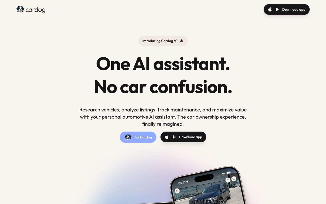 Cardog - Your AI car companion that guides you through every aspect of car ownership