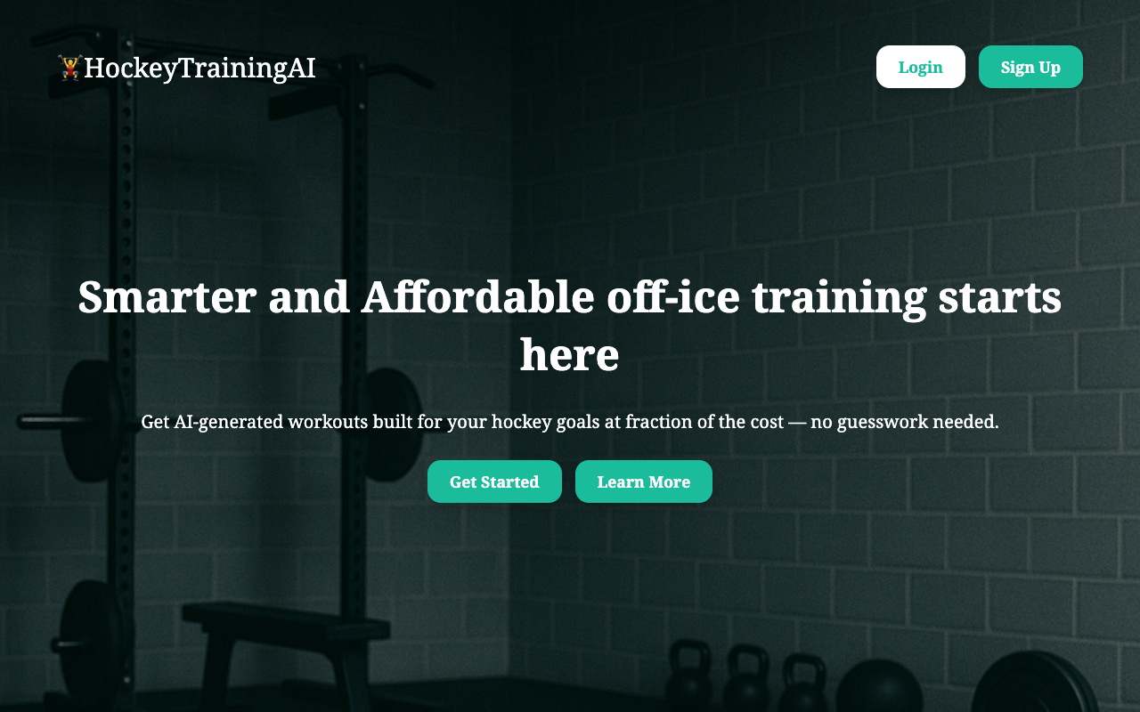 Hockey Training AI - Affordable hockey training using AI to build workouts