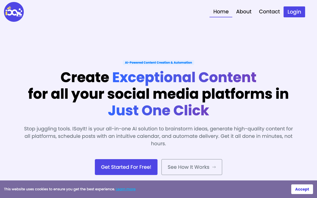 ISayIt! - An AI content generator that helps you create and schedule posts for social media