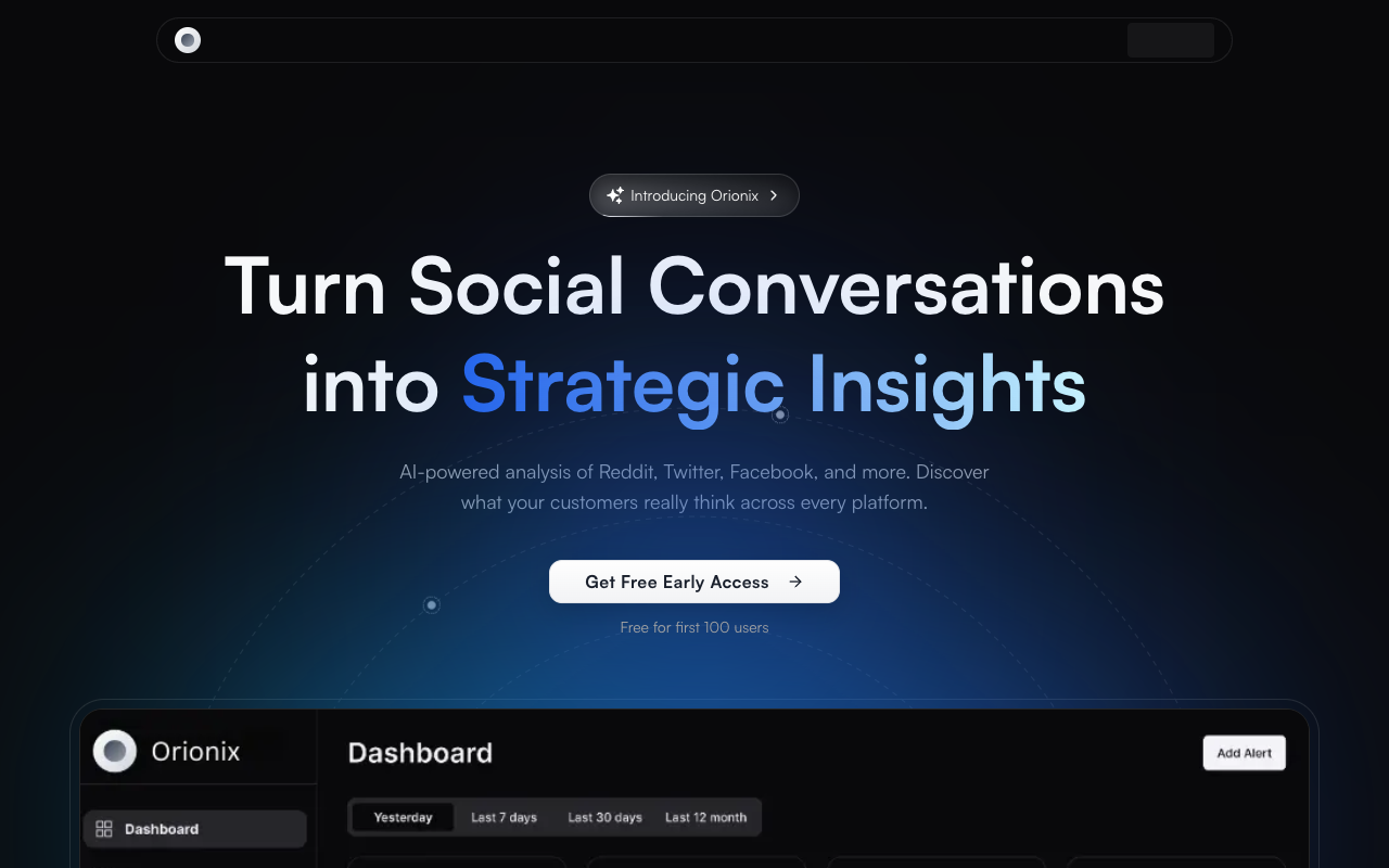 Orionix - An AI tool that uncovers trends and pain points from online communities