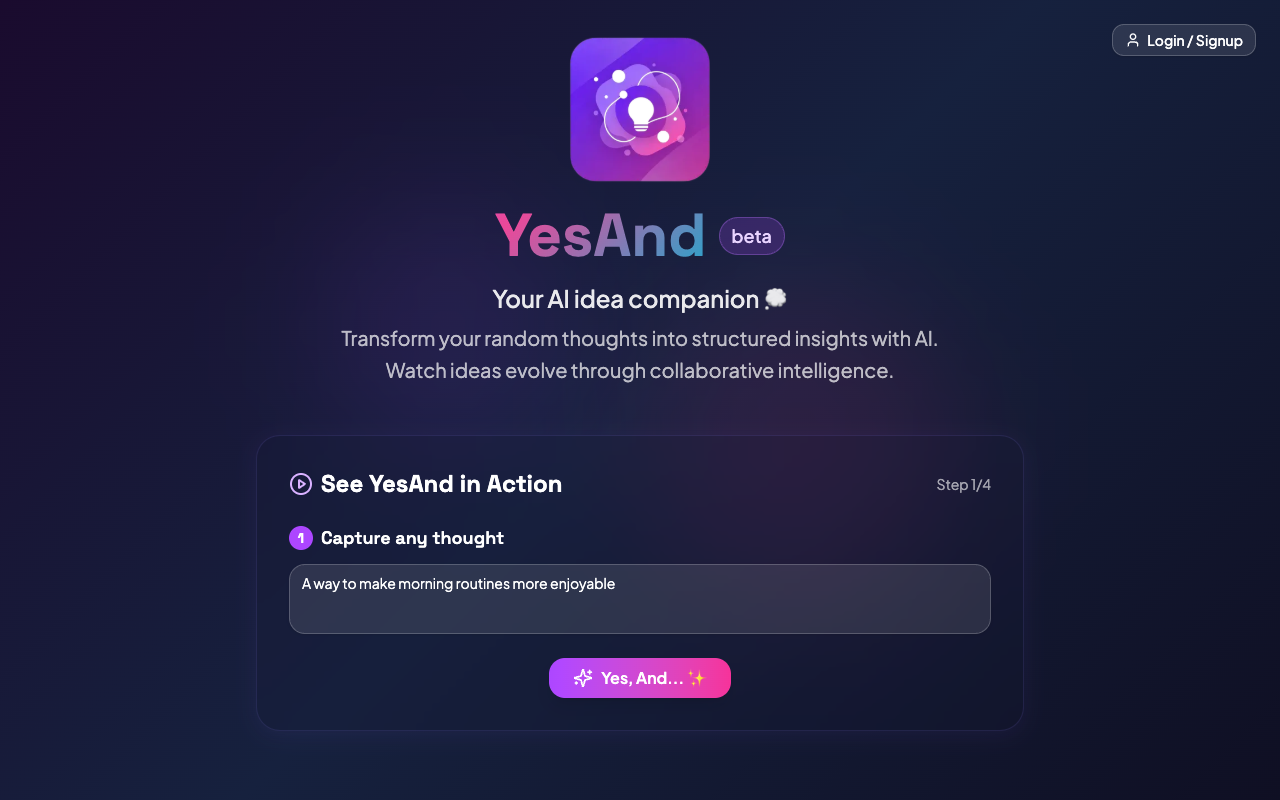 YesAnd - Expand your ideas with the power of improv thinking