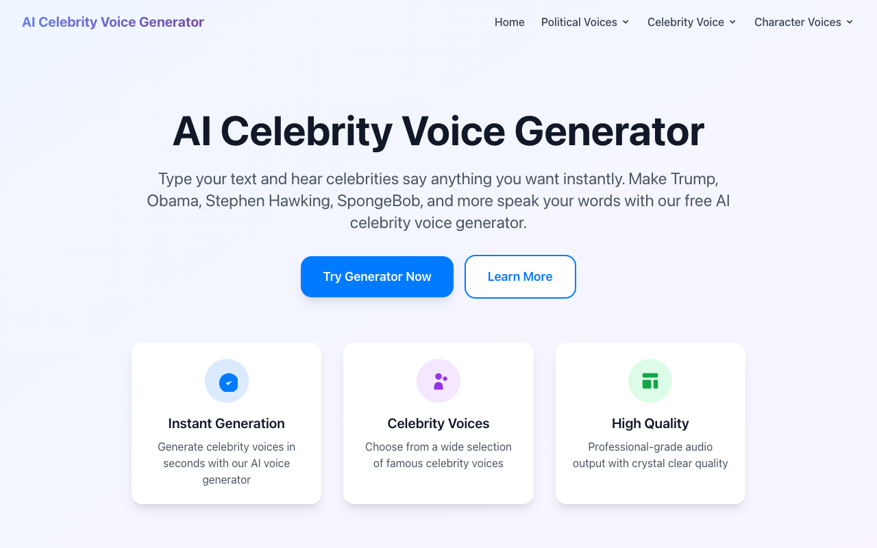 AI Celebrity Voice Generator - Instantly transform your text into celebrity voices