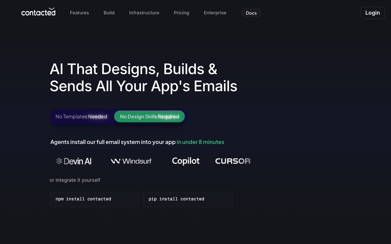 Contacted - AI Emails For Developers: Generate & send branded emails from simple English prompts