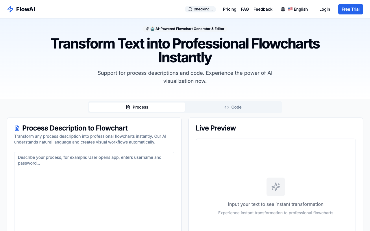 FlowAI - An AI-powered flowchart generator that creates and edits visual diagrams from natural language