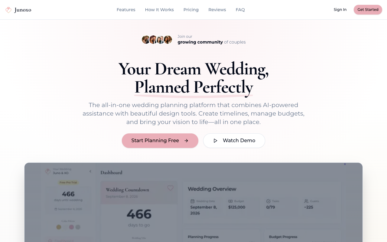 Junoxo - Your personalized wedding planning platform for a dream wedding