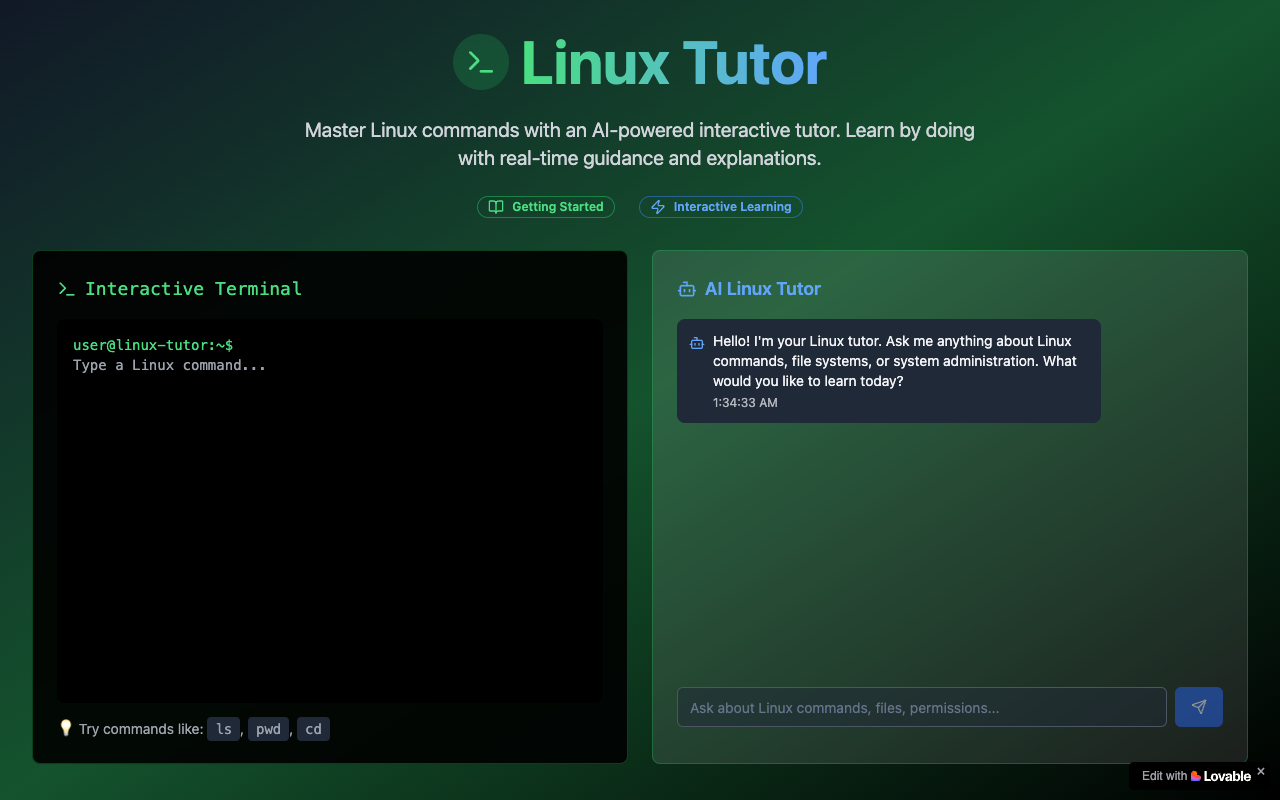 linux tutor - A chat buddy that teaches you Linux commands