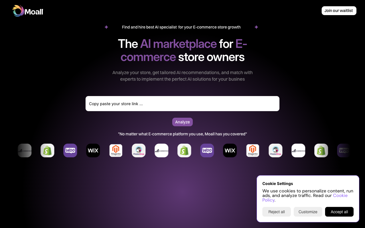 Moall - AI audits and expert solutions tailored for your e-commerce store AI e-commerce growth