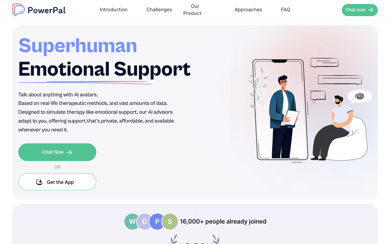 PowerPal - AI avatars providing therapy-like emotional support based on real-life methods