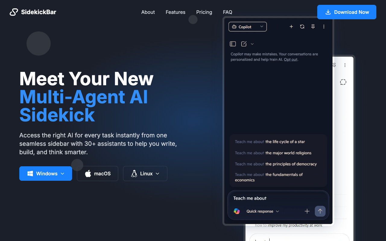 SidekickBar - Your new multi-agent AI sidekick for enhanced productivity