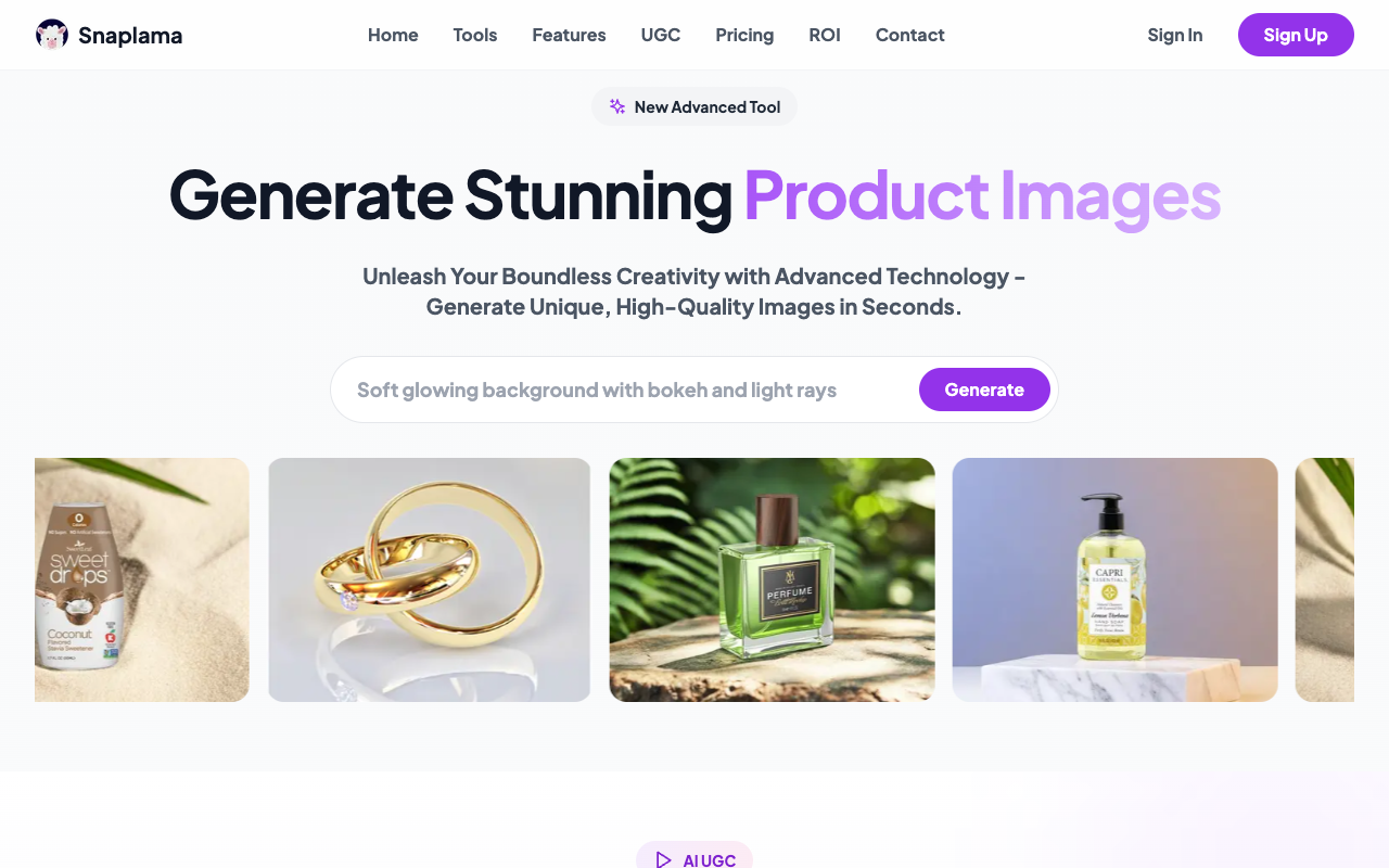 Snaplama - An AI tool that generates stunning product and fashion images effortlessly