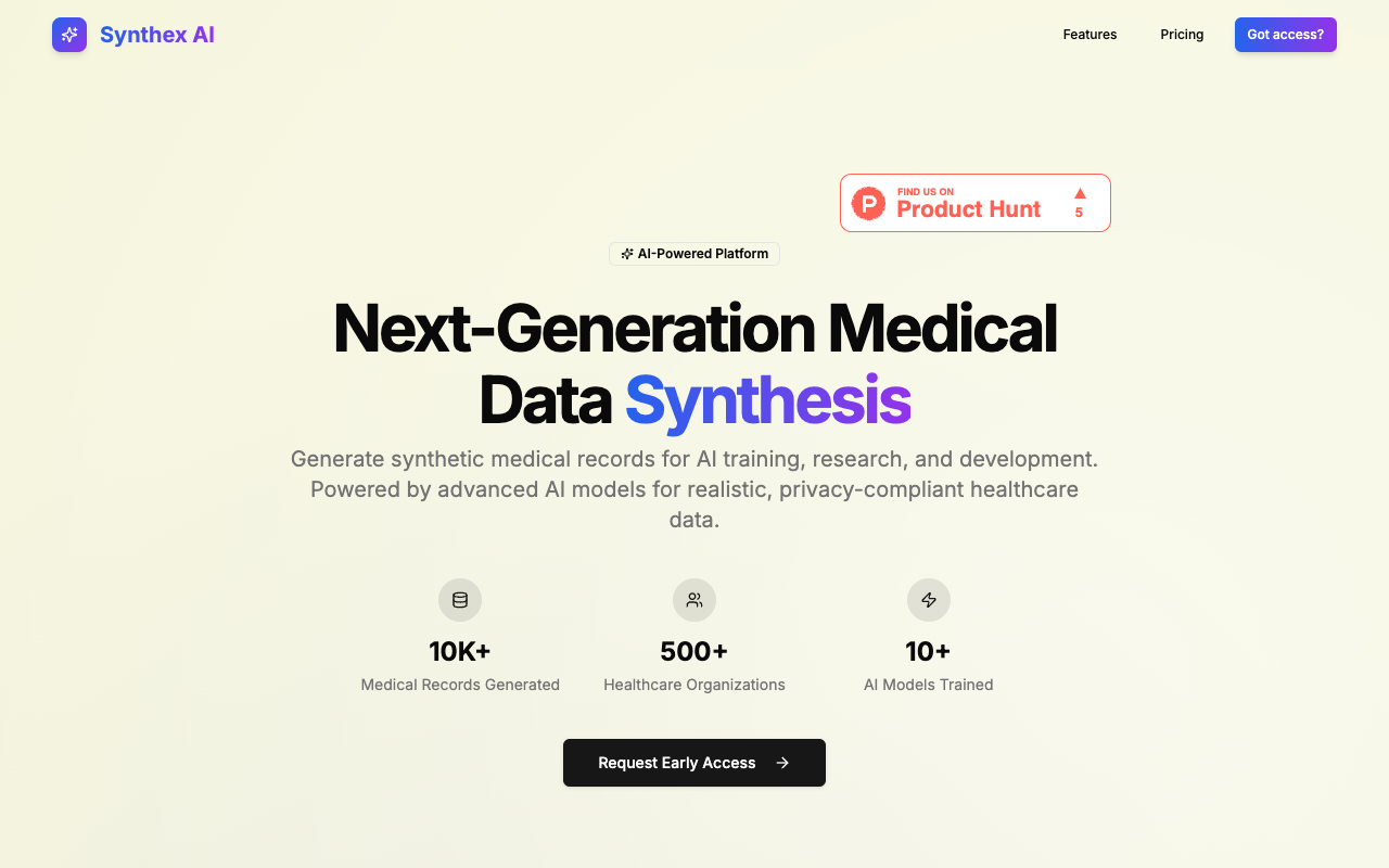 Synthex AI - The fastest way to generate realistic medical records for AI training without privacy concerns