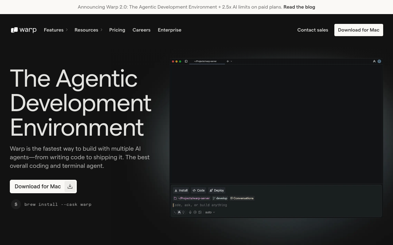 Warp - The first agentic development environment for coding with multiple AI agents