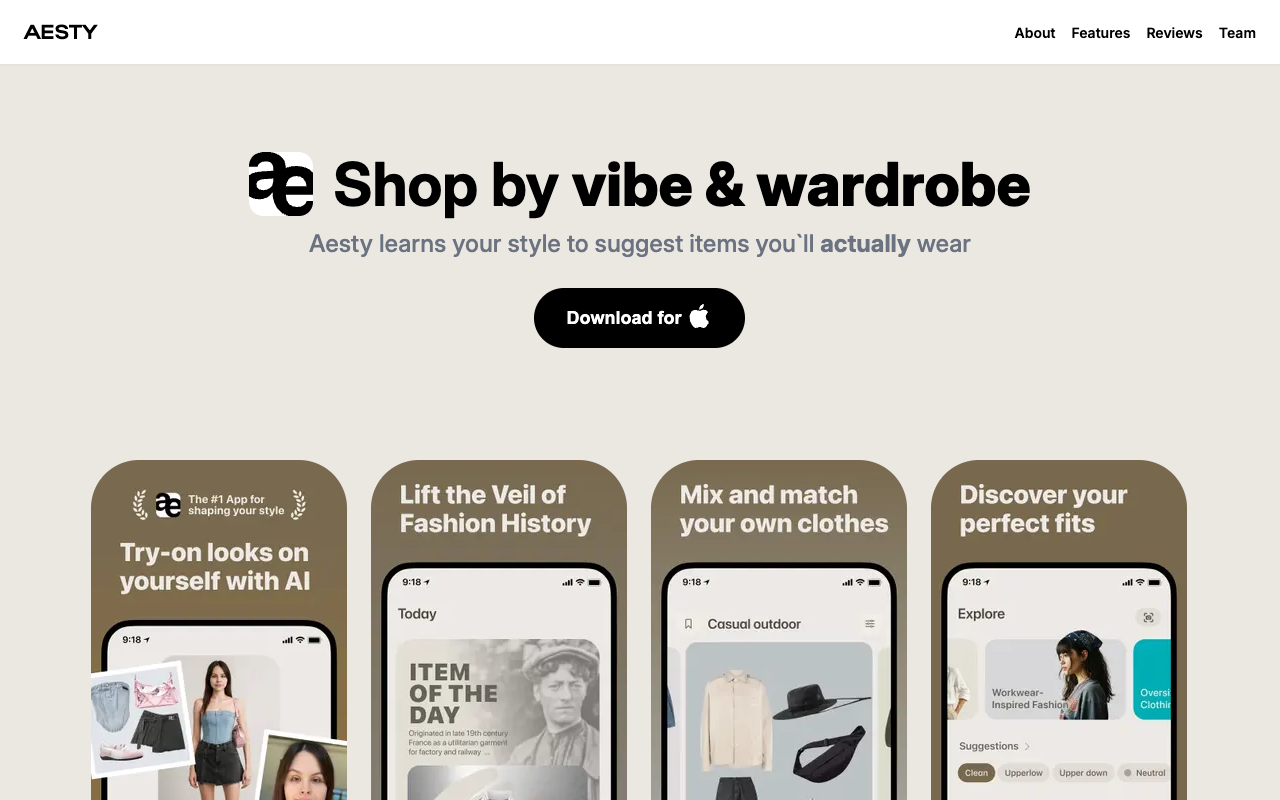 Aesty - Your Fashion OS that lets you try on outfits with a selfie