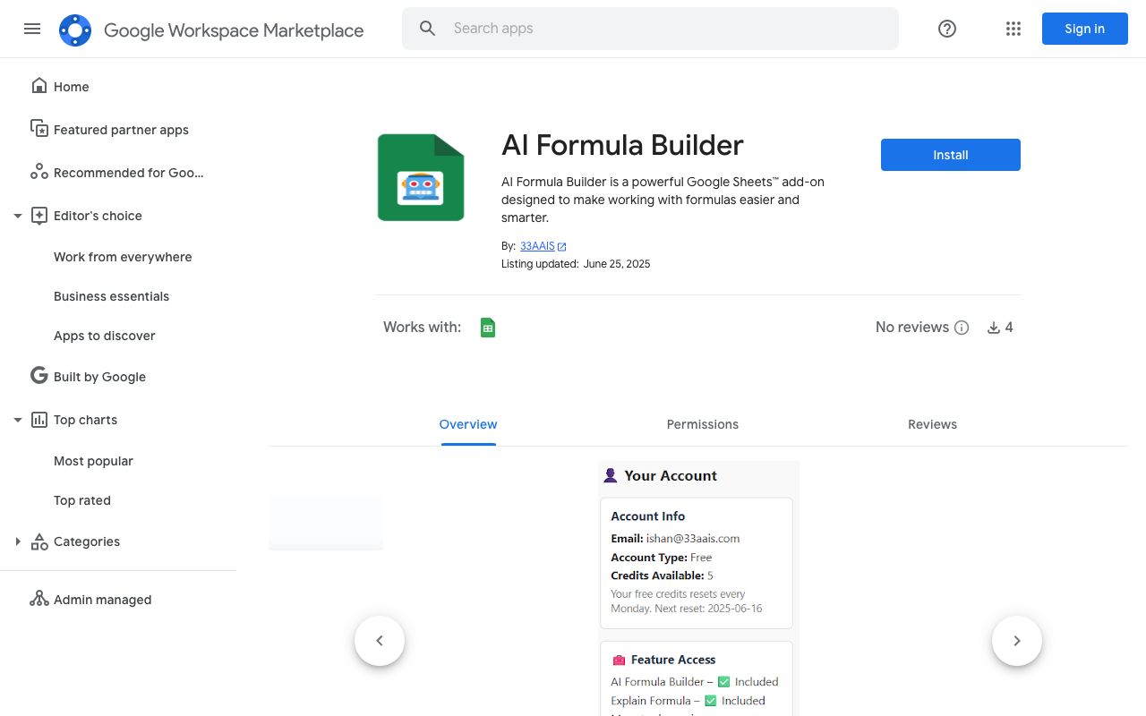 AI Formula Builder - Build complex Google Sheets formulas using AI