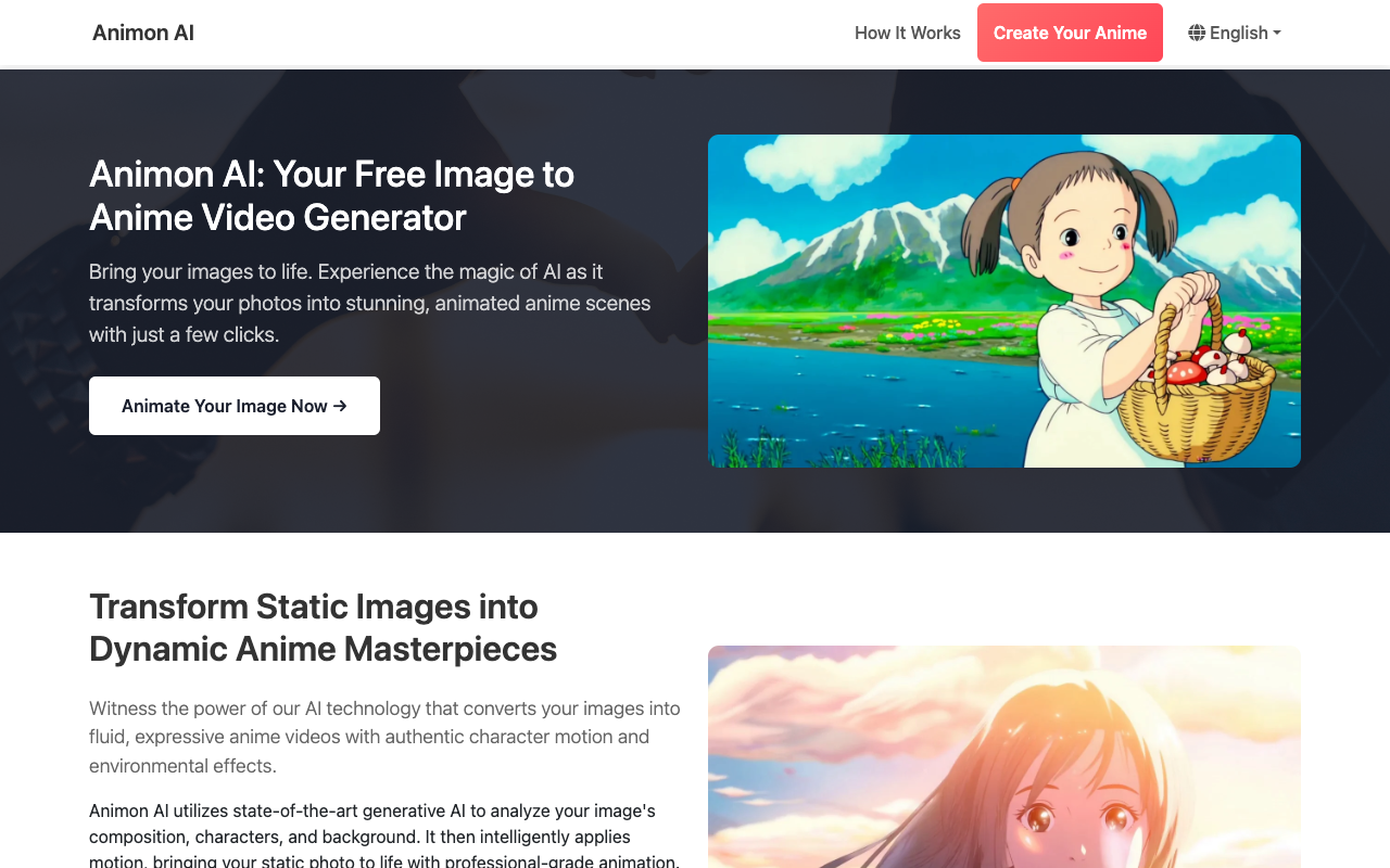 Animon AI - Your Free Image to Anime Video Generator for Stunning Anime Animations