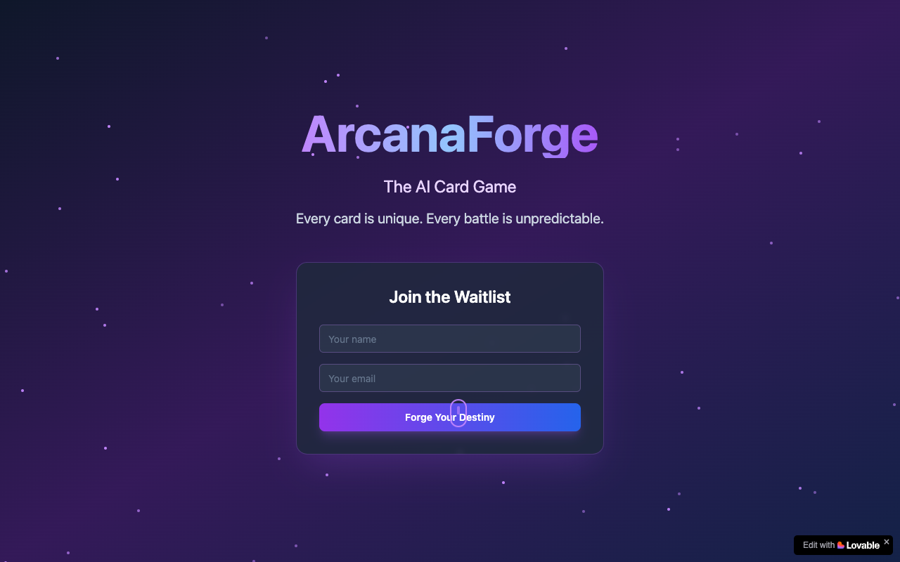Arcana Forge - A fantasy card game with AI-generated characters and cards
