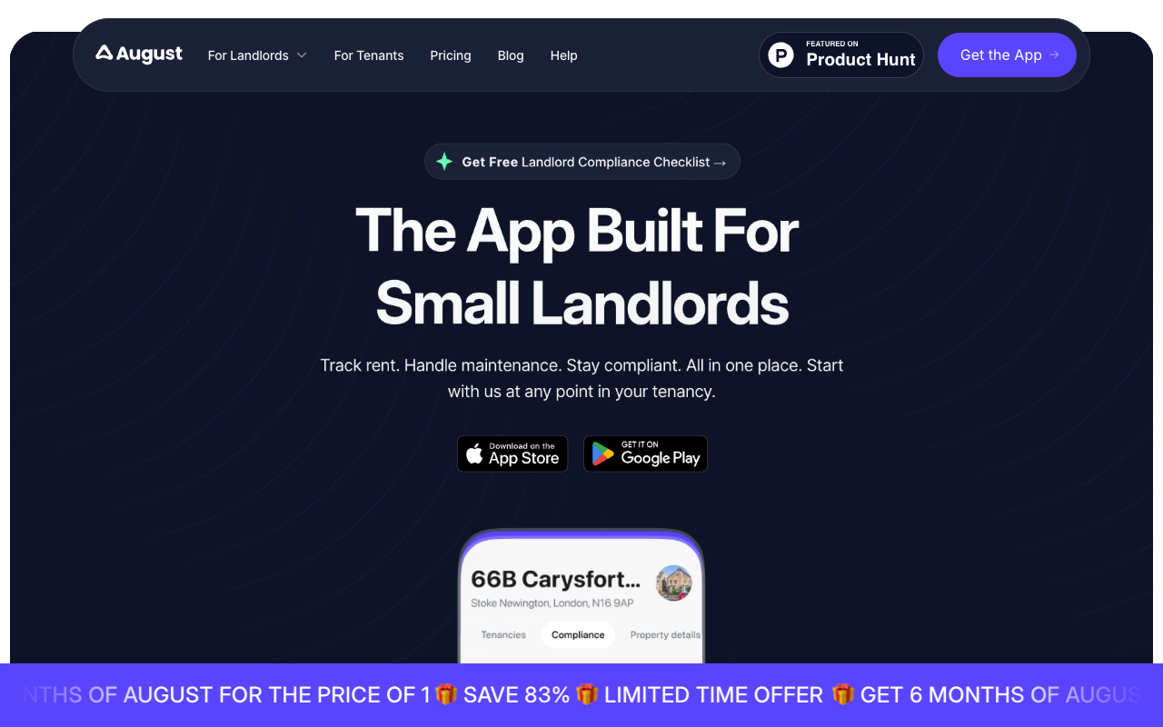 August - The all-in-one app for small landlords to manage rentals effortlessly