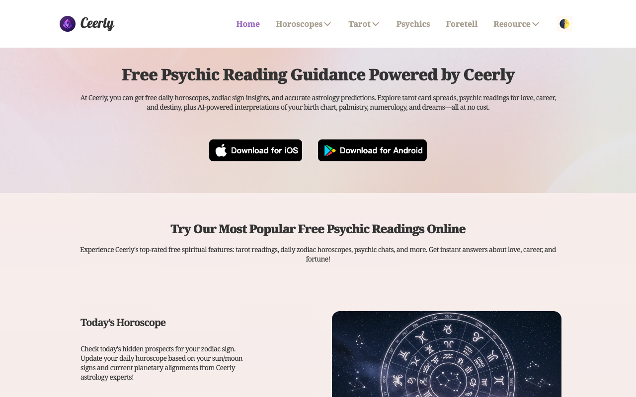Ceerly - Your AI-powered spiritual guide for tarot, astrology, and daily insights