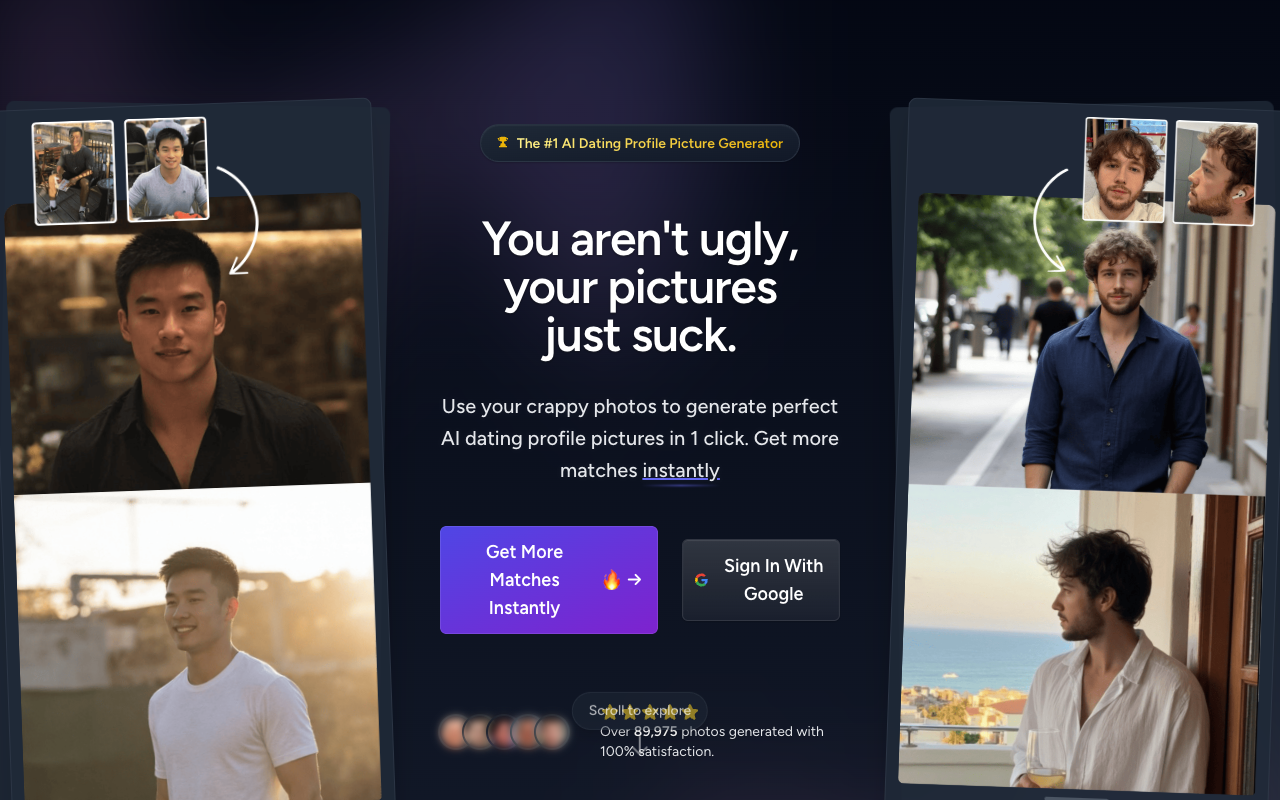 DatingShoot - Get realistic and attractive AI-generated dating profile pictures