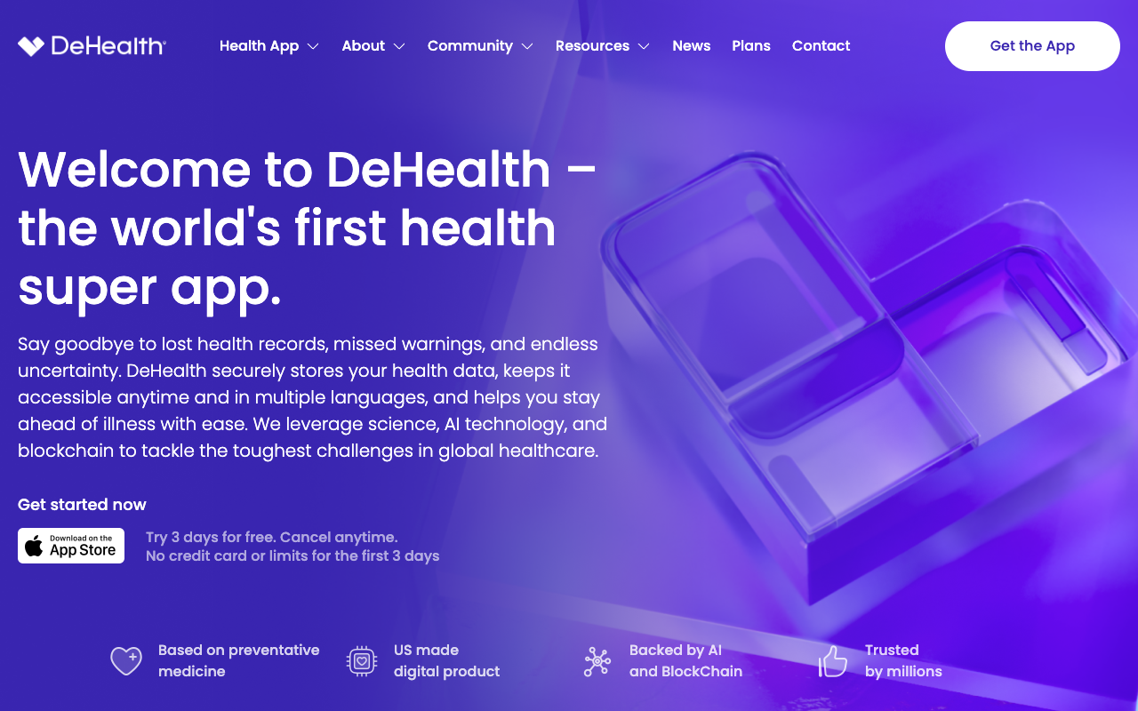 DeHealth - The AI Super App for Tracking, Monitoring, and Managing Your Health