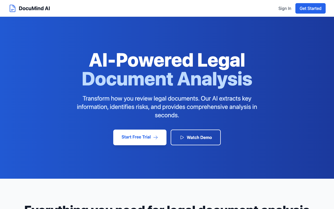 DocuMind AI - An AI tool that reviews and summarizes legal documents in seconds