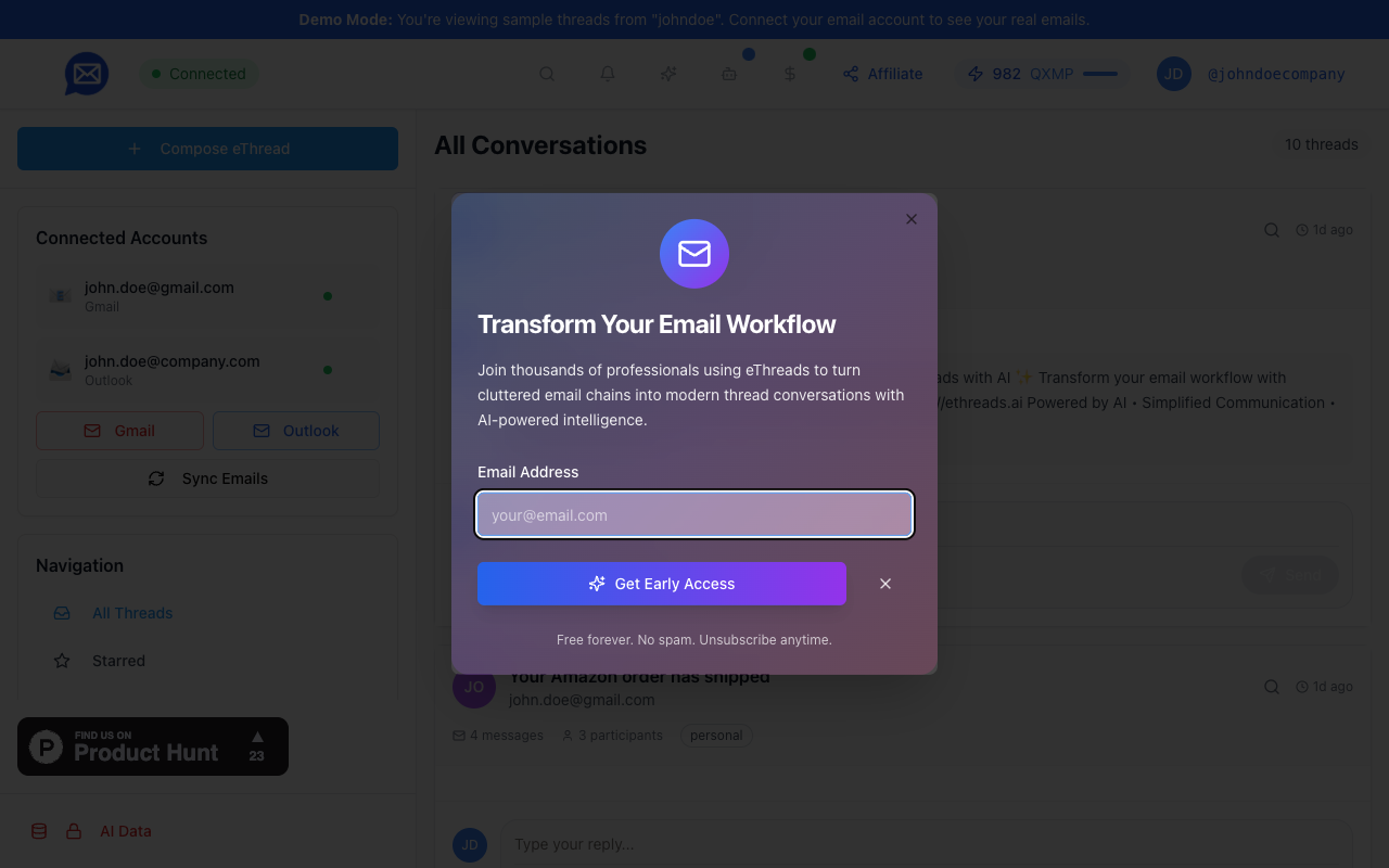 eThreads - AI-powered email management that transforms your inbox into sleek threads