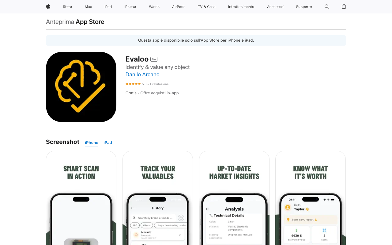 Evaloo - An AI app that scans and values your physical objects instantly
