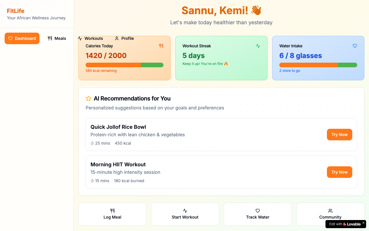 FitLife - An AI-powered fitness and meal planner for busy Africans
