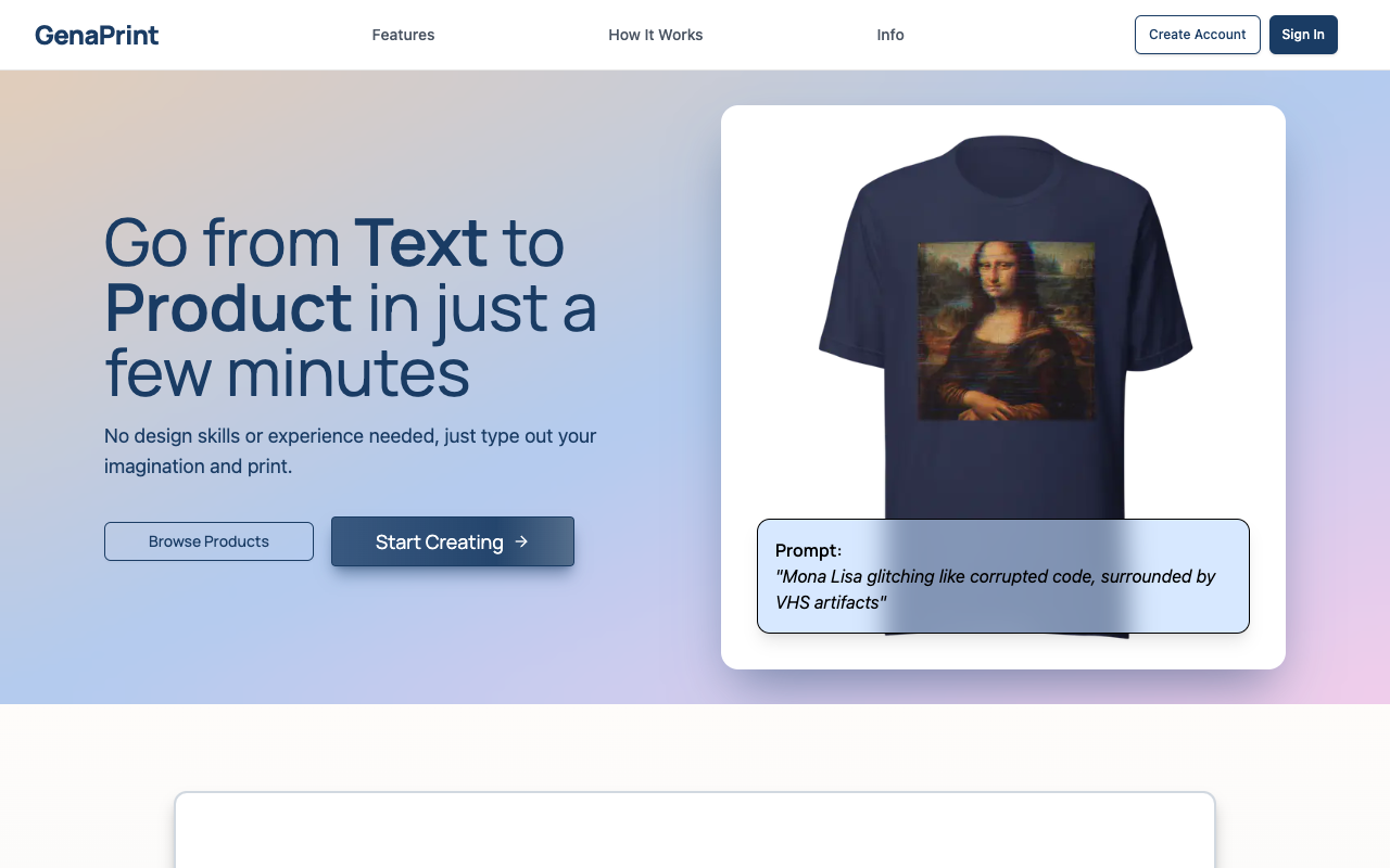 GenaPrint - An AI-powered Print-on-Demand store that turns your ideas into wearables in minutes