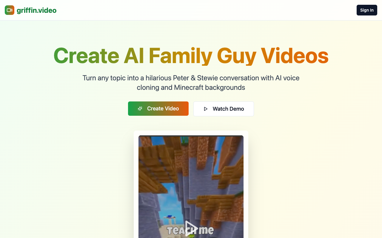 griffin.video - Create AI Family Guy parody videos featuring Peter and Stewie