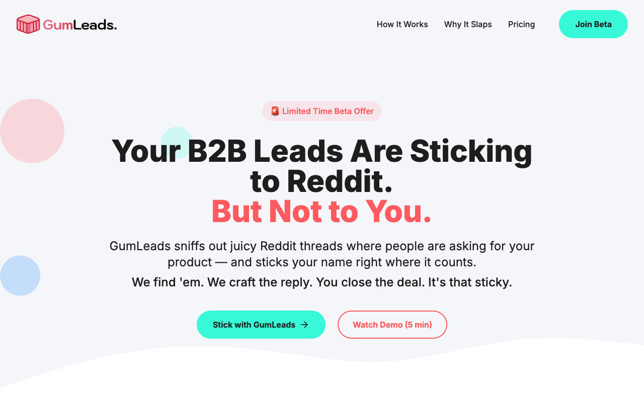 GumLeads - An AI tool that helps you find Reddit leads that convert