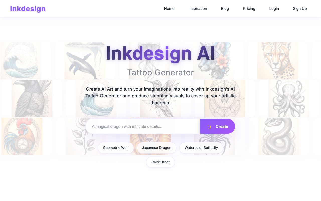 Inkdesign - Create AI tattoo art and turn your imaginations into reality