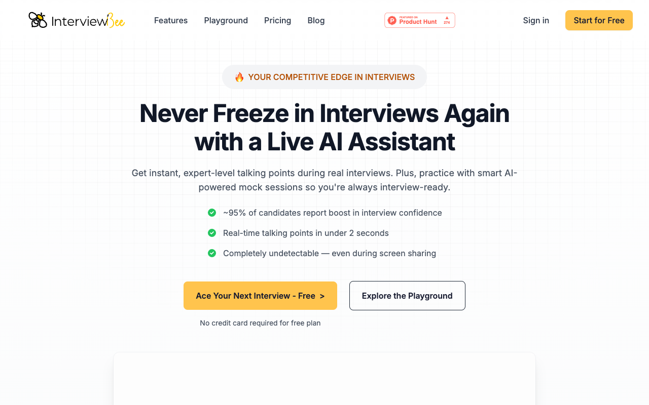 InterviewBee - Get real-time AI assistance during live interviews