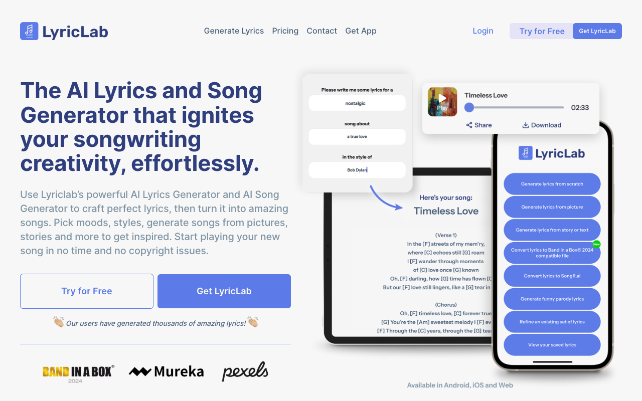 LyricLab - Create personalized lyrics, songs, and slideshows with AI